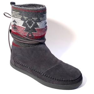 TOMS Nepal Suede Mid Hi Aztec Grey Lace Up Boot 8M